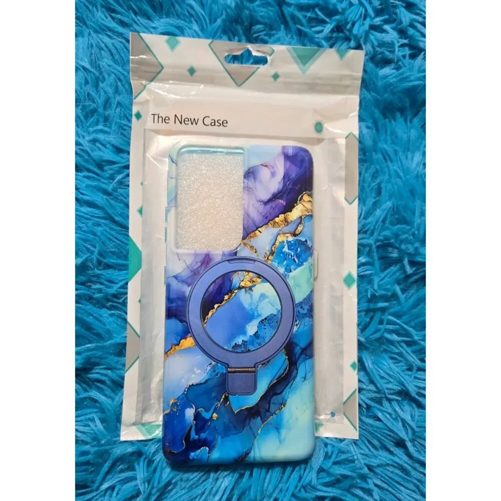 Samsung Galaxy S21 Ultra Case with Invisible Ring Stand Design Case- Purple/Blue